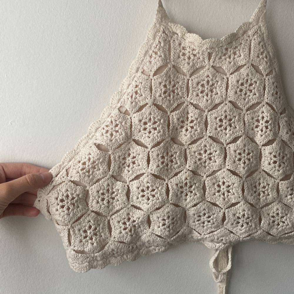 Beige crocheted crop